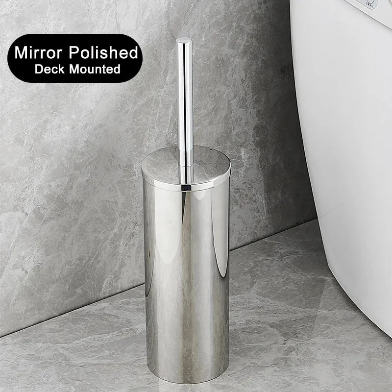 Bathroom Black Gold 304 Stainless Steel Toilet Brush Set Toilet Bowl Cleaner Brush and Holder Cleaning Tool Standing