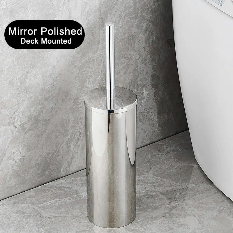 Bathroom Black Gold 304 Stainless Steel Toilet Brush Set Toilet Bowl Cleaner Brush and Holder Cleaning Tool Standing