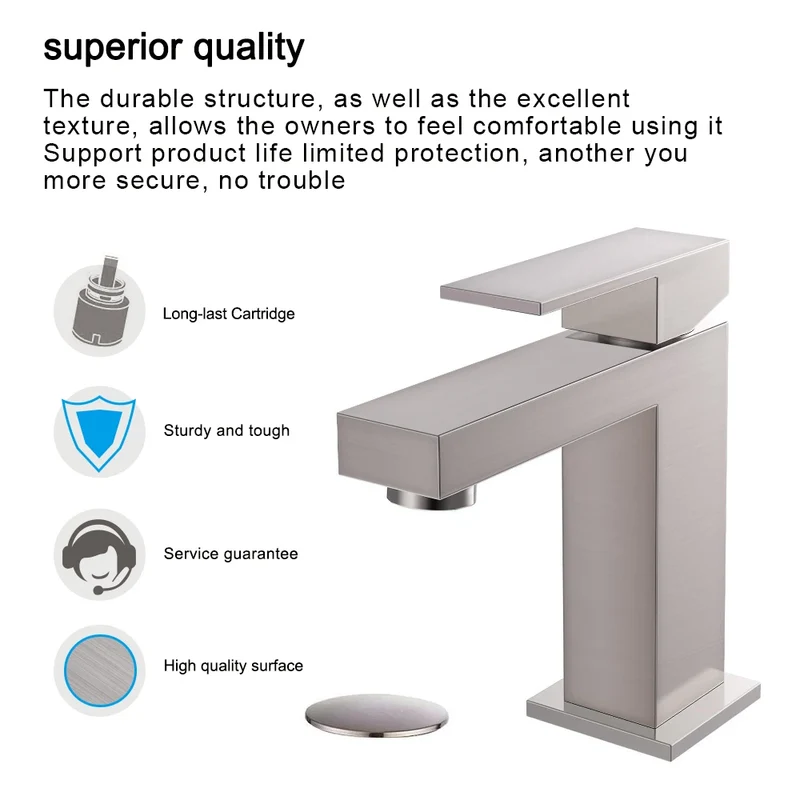 Single Hole CUPC Brushed Nickel Bathroom Healthy Brass Basin Faucet Stocks in USA