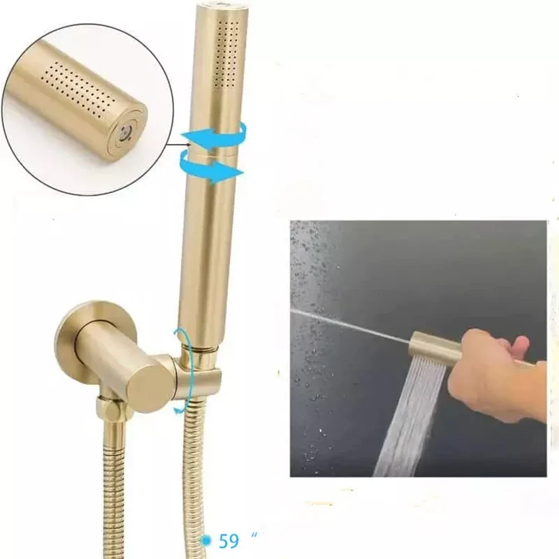12-Inch Brushed Chrome LED Rain Shower Head System Thermostatic Mixer Single Handle Contemporary Brass Design Hotels Massage Jet