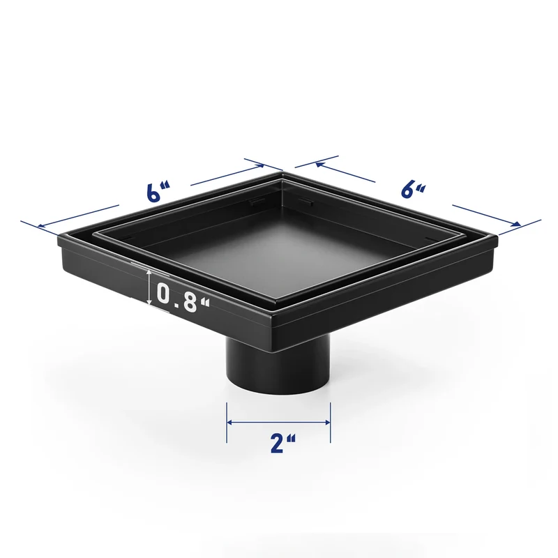 Wholesale Modern 4 Inch 304 Stainless Steel Floor Drain Black Tile-In Design for Bathroom Free Shipping in USA