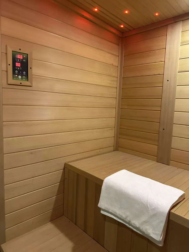 Black Waterproof Shingles Carbonized Square Outdoor Sauna Room Traditional Steam Sauna 4- Person for Outdoor Garden
