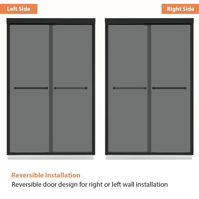 Factory Direct Sale Custom 48" X 76" Luxury Top Quality Bypass Frameless Double Sliding Glass Bathroom Shower Door