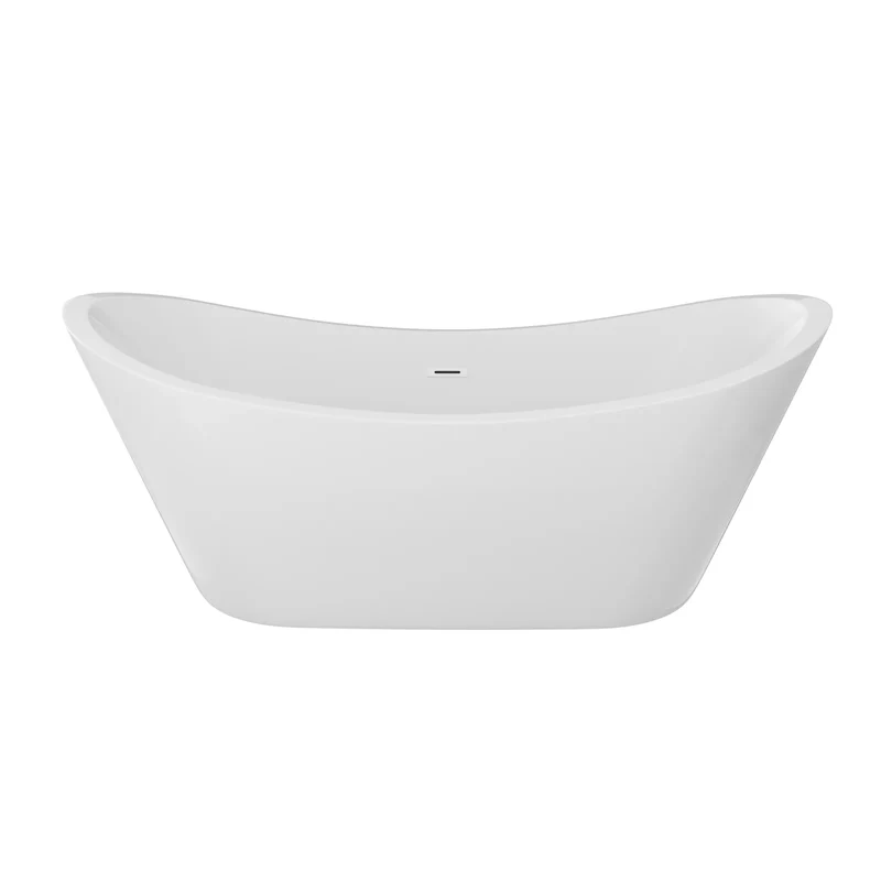 US Stock 67 Inch Glossy White Adult Acrylic Freestanding Bath Tub Deep Soaking Alone Solid Surface Design for Hotels Villas