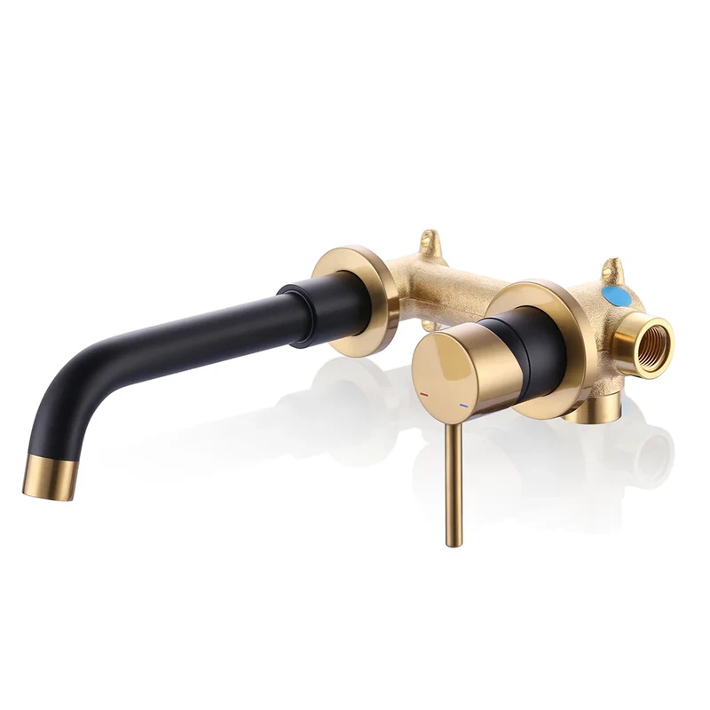 Oil Rubbed Bronze Bathroom Faucet Cold Hot Water Tap Wall Tap Single Handle Faucet for Bathroom Sink,Wall Mount Bathroom Faucet