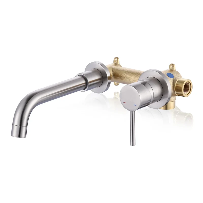 Oil Rubbed Bronze Bathroom Faucet Cold Hot Water Tap Wall Tap Single Handle Faucet for Bathroom Sink,Wall Mount Bathroom Faucet