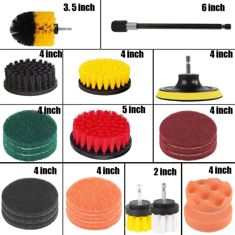 US Local Stock Ships in 24H 22pcs-set All Purpose Cleaning Kit Electric Drill Brush Attachment Set Power Scrubber Cleaning Tool