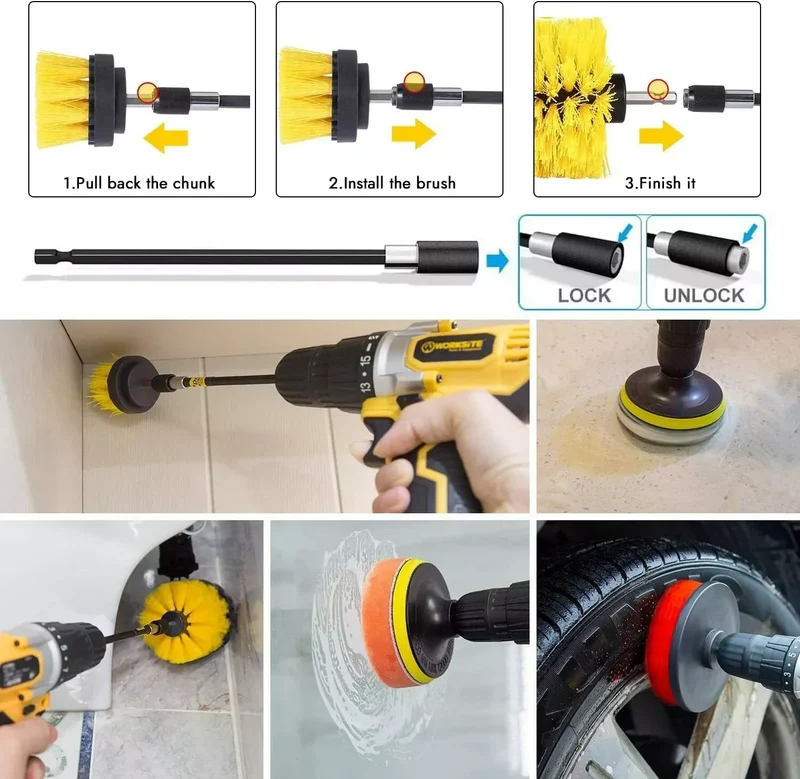 US Local Stock Ships in 24H 22pcs-set All Purpose Cleaning Kit Electric Drill Brush Attachment Set Power Scrubber Cleaning Tool