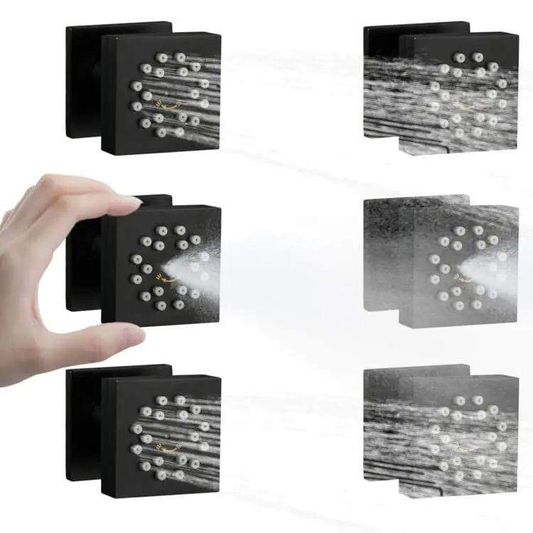 High Pressure Wall Mount Brass Square Showerhead Spa Massage Shower Sprayer Nozzles 2-Function Shower Body Sprays Jet