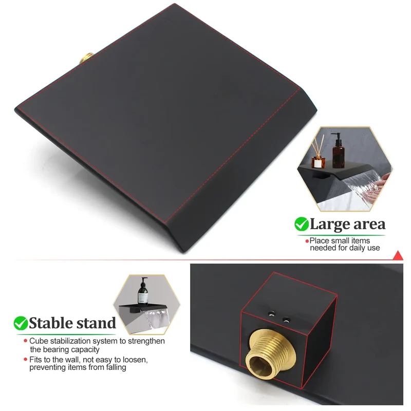 In Wall Concealed Basin Faucet Matte Black Waterfall Split Faucet All Copper Main Body Faucet