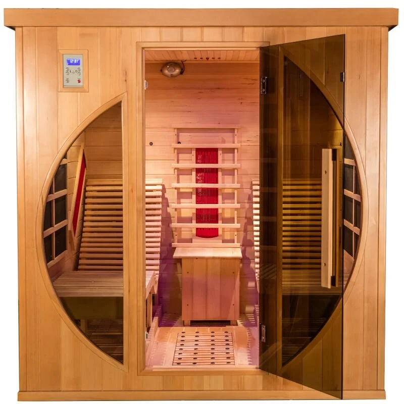 Helius US Warehouse Stock for Sale Infrared Dry Sauna Room Featuring Hemlock Wood for Relaxation and Wellness