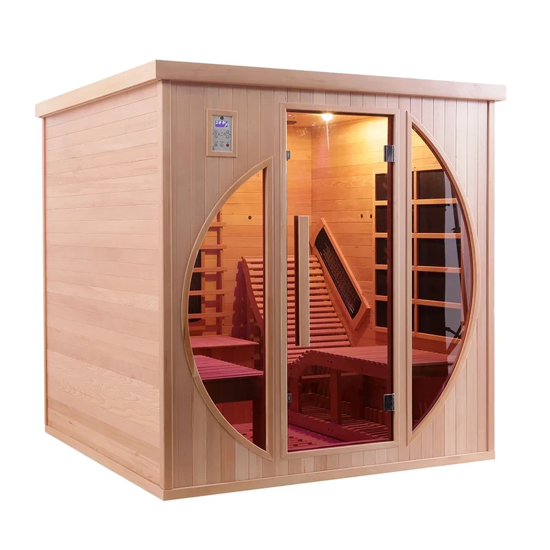 Helius US Warehouse Stock for Sale Infrared Dry Sauna Room Featuring Hemlock Wood for Relaxation and Wellness