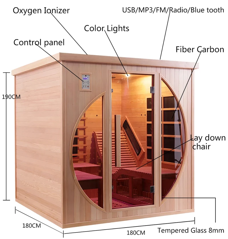 Helius US Warehouse Stock for Sale Infrared Dry Sauna Room Featuring Hemlock Wood for Relaxation and Wellness