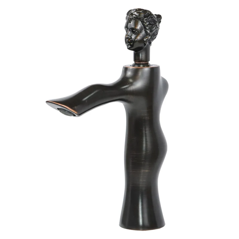 Vintage Statue Vessel Sink Faucet - Single Handle Tall Spout 1 Hole Deck Mount - Oil Rubbed Bronze