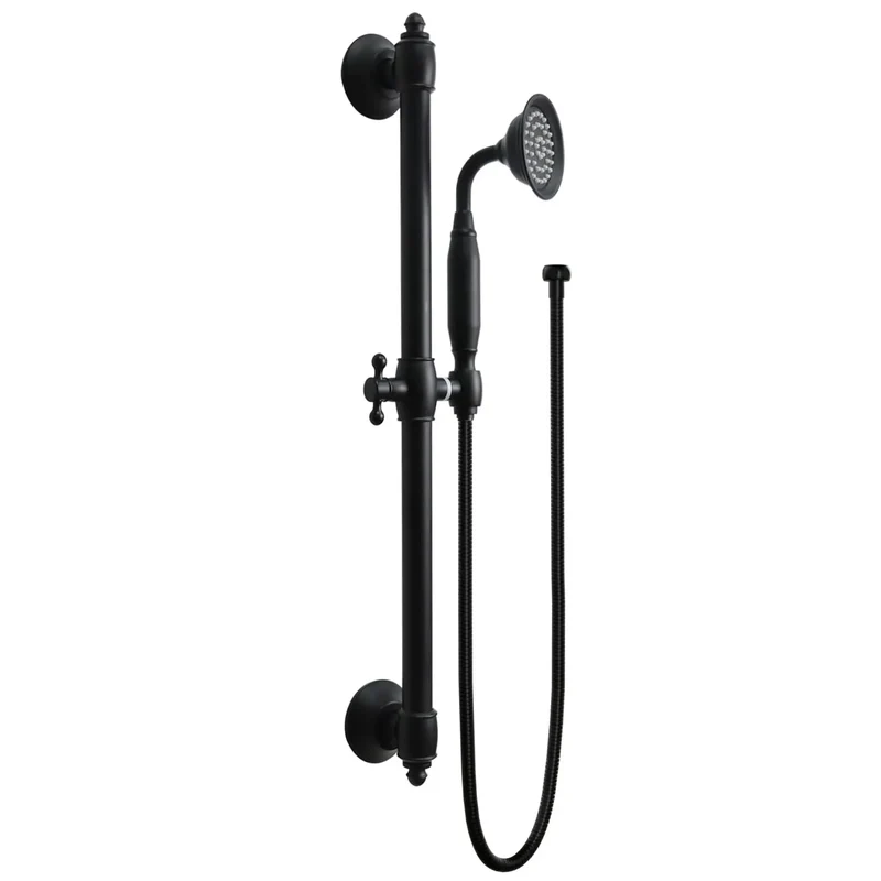 Brass Contemporary Shower Slide Bar Handheld Shower Head Adjustable Height Wall-Mounted 59-Inch Hose Rainfall Waterfall Spray