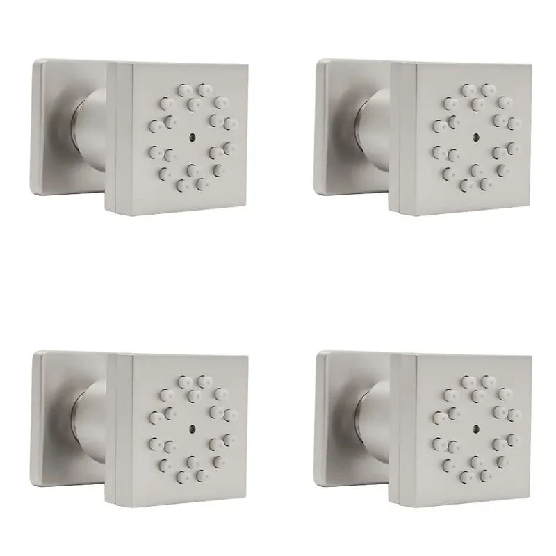 High-Pressure Wall Mounted Brass Square Shower Sprayer Nozzles Brushed Brass Body Jets Rain Pattern Ceramic Thermostatic Faucets
