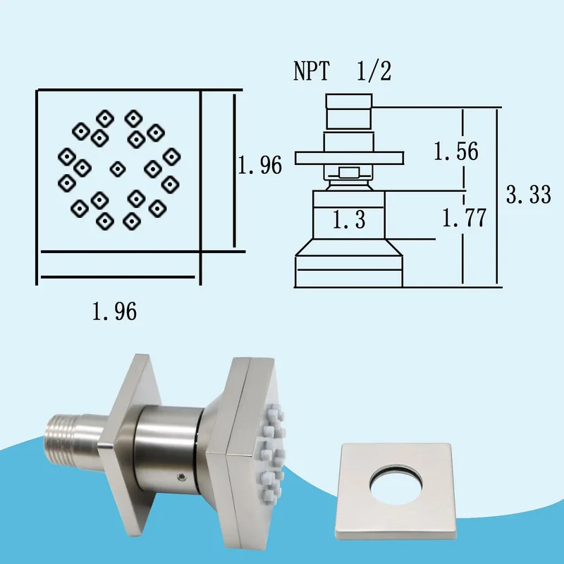 High-Pressure Wall Mounted Brass Square Shower Sprayer Nozzles Brushed Brass Body Jets Rain Pattern Ceramic Thermostatic Faucets