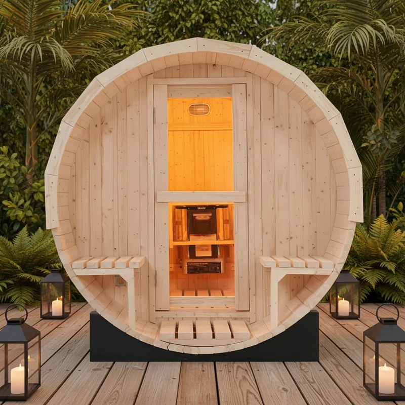 Luxury 8ft Barrel Sauna - Premium Canadian White Pine - Your Backyard Spa Retreat (10% OFF, Ready to Ship)