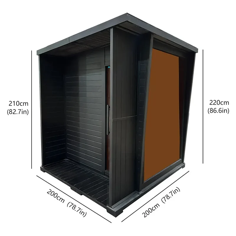 CE/ETL Certificated 4 Person Red Cedar Outdoor Sauna Slope Roof Sauna for Hotel Villa Use