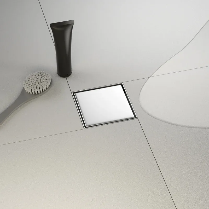 Dropshipping Available Brushed Stainless Steel 4x4 Square Floor Drain with Recessed Tile Insert Panel for Bathroom