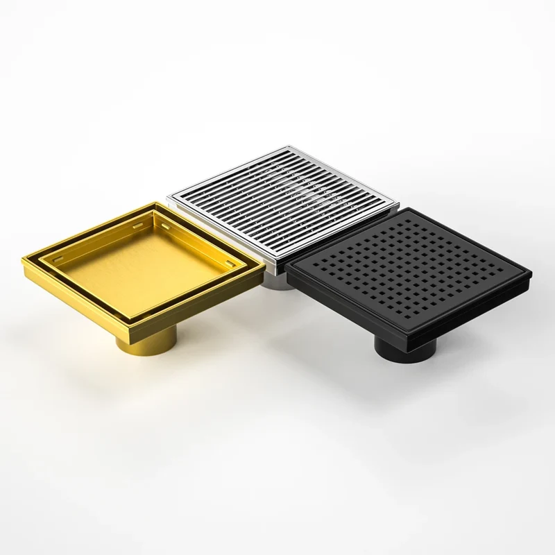 Dropshipping Available Brushed Stainless Steel 4x4 Square Floor Drain with Recessed Tile Insert Panel for Bathroom