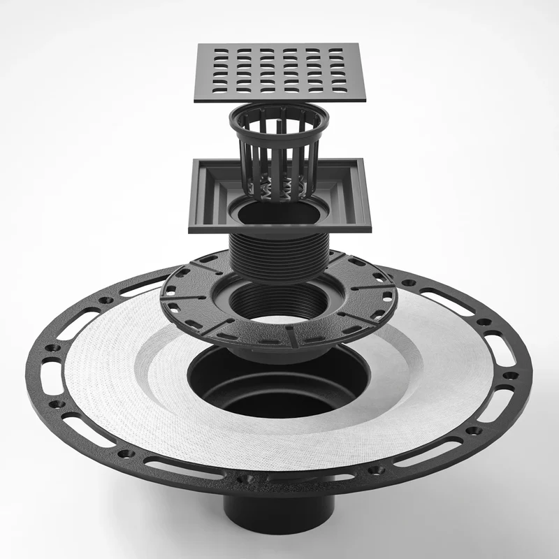 NEODRAIN 4\" Square Modern Style Stainless Steel Shower Floor Drain Flange Ring Rust-Resistant for Bathroom Use In-Stock USA