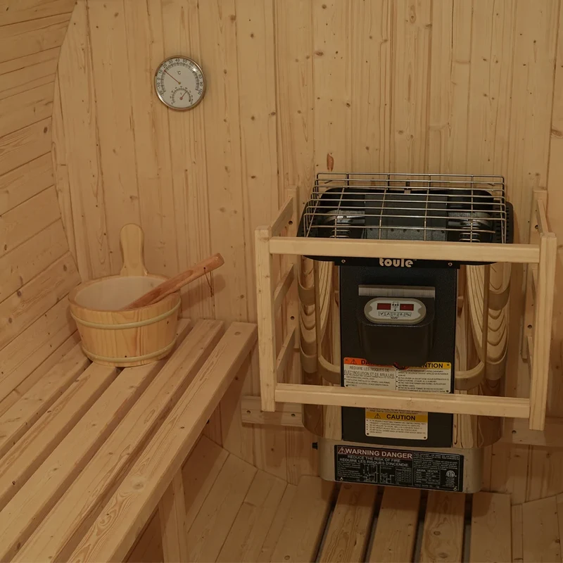 Luxury 8ft Canadian White Pine Barrel Sauna | Steel & Glass Frame | Backyard Spa Retreat - 10% OFF, in Stock Now
