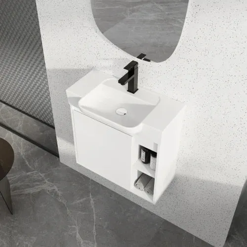 Free Shipping USA 24" Modern Floating Bathroom Vanity with Sink, Plywood Wall Mounted with Side Open Storage & Soft Close Door