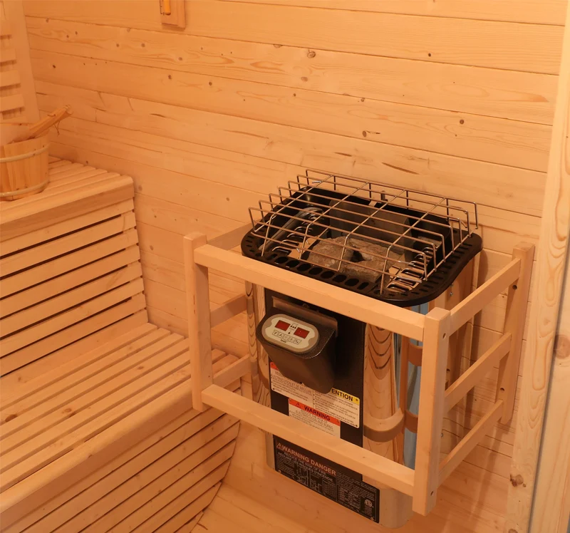 In Stock & 10% OFF: Luxury 2M Canadian White Pine Cube Sauna - Steel & Glass Frame, Backyard Spa Retreat