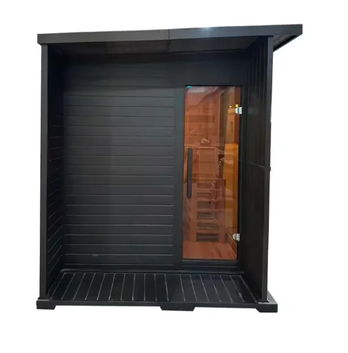 US Stock Black Square Sauna 4-6 Person Outdoor Steam Sauna Starry Sky Lighting for the Courtyard Ships Immediately