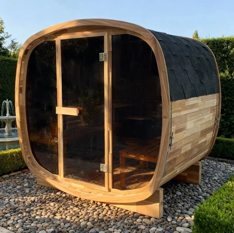 Hot Sale High-end Outdoor Cube Sauna Red Cedar Sauna Room Wooden Traditional Sauna Room for 4 Person