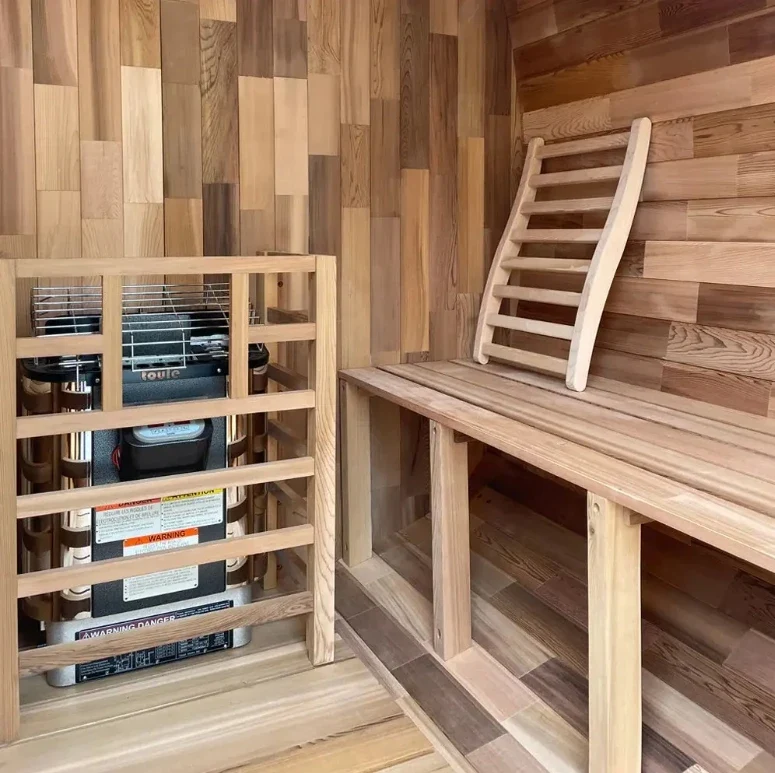 Hot Sale High-end Outdoor Cube Sauna Red Cedar Sauna Room Wooden Traditional Sauna Room for 4 Person