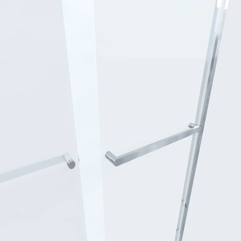 Tempered Glass Shower Door, Double Handle Design, Leak-Proof & Easy to Clean