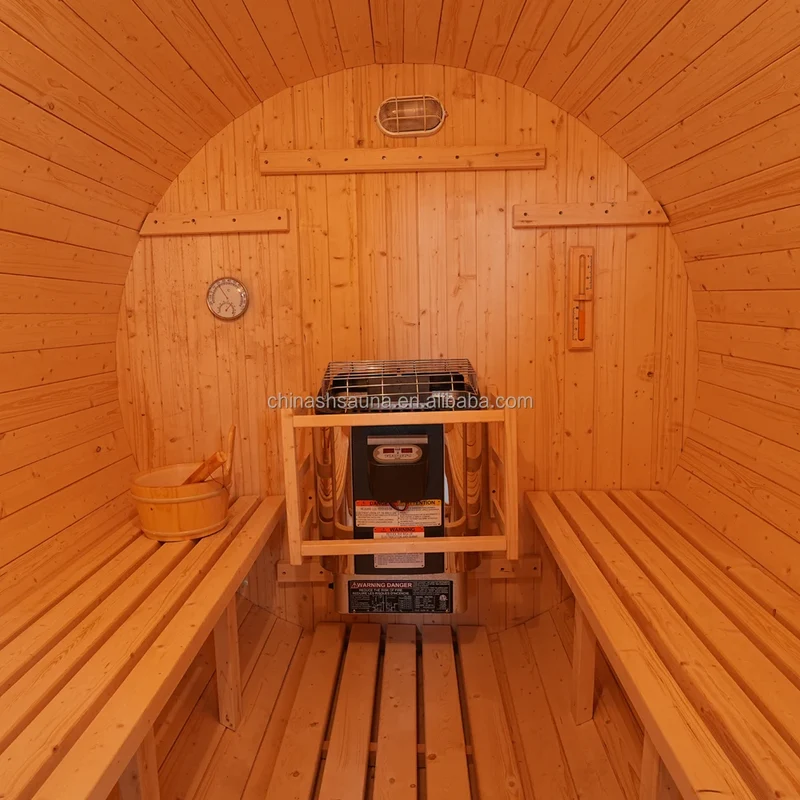 Spacious 4-Person Outdoor Barrel Sauna with Aromatherapy for Home Wellness