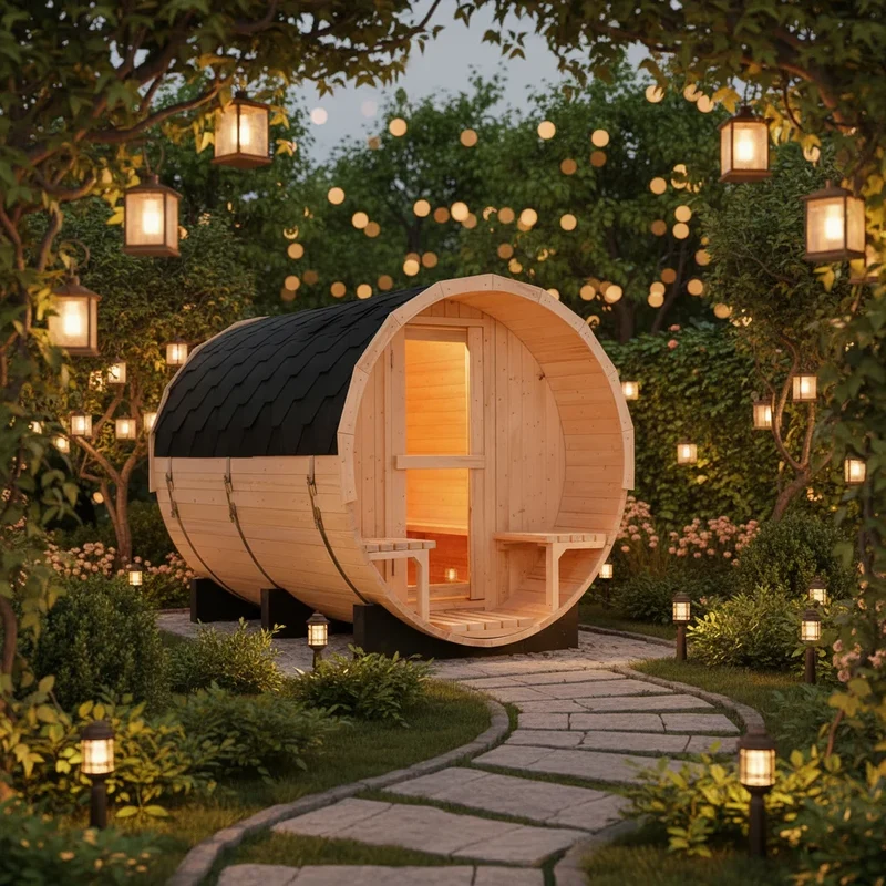 Waterproof 6 Person Outdoor 1.8*2.4M Barrel Sauna Solid Wood Traditional Steam Barrel Sauna Room for Health Benefits