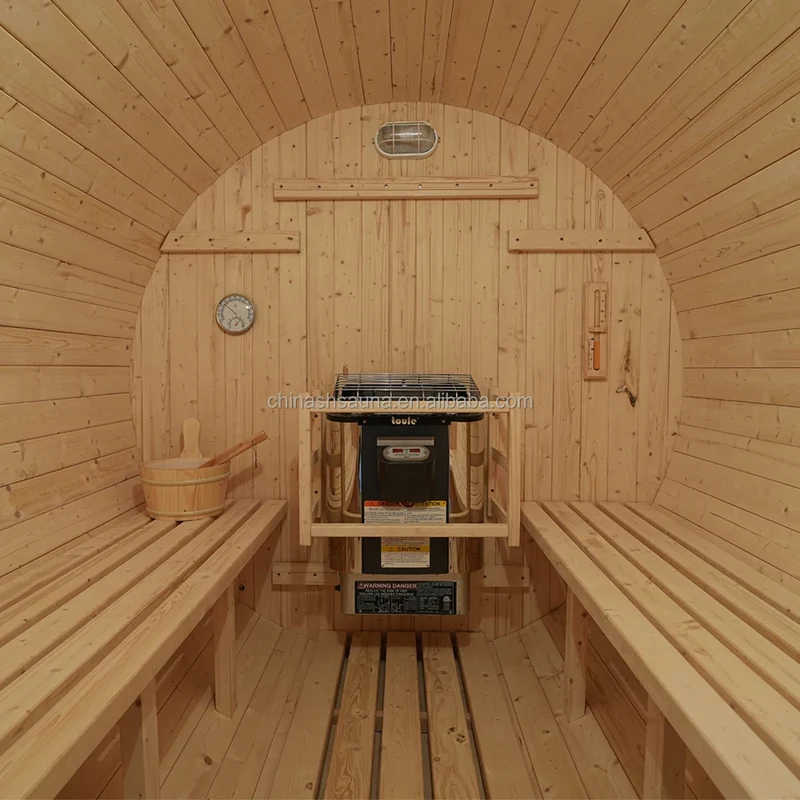 Handcrafted 4-Person White Pine Barrel Sauna Kit Outdoor Backyard Spa for Home Relaxation