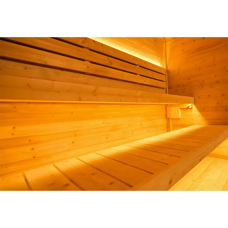 US Stock Large Size Morden Outdoor Wooden Sauna Outdoor Sauna with Panoramic Glass 4-6 People Garden Spa Sauna