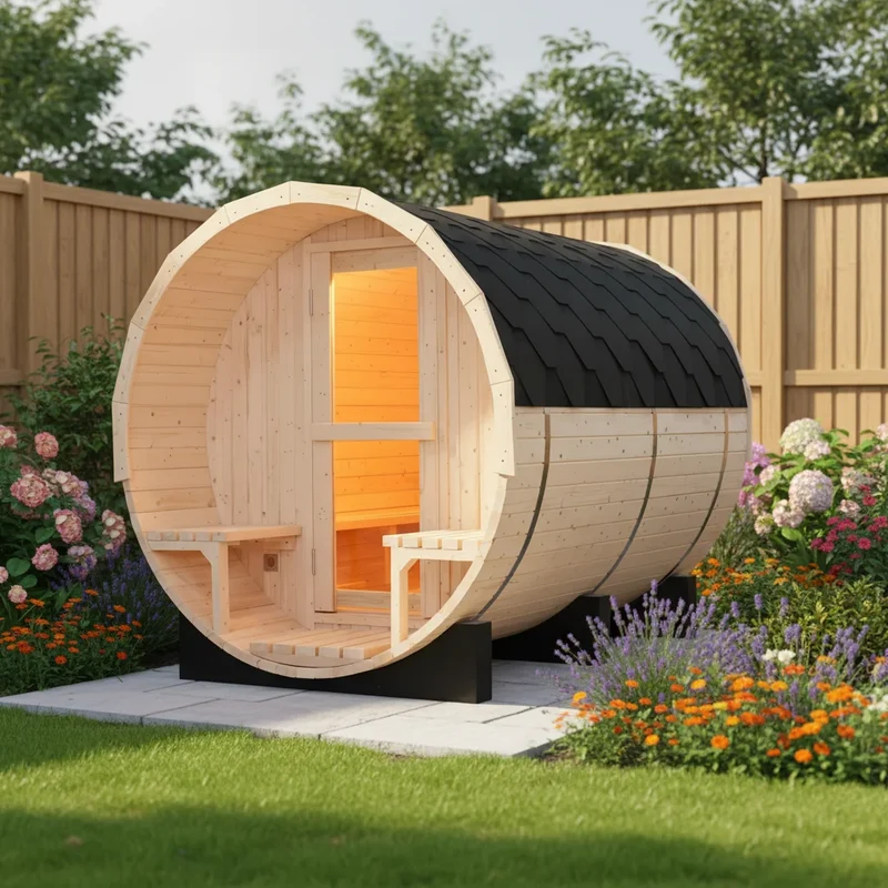 Ultimate 6-Person Barrel Sauna | Premium White Pine for Outdoor Backyard Spa & Home Oasis