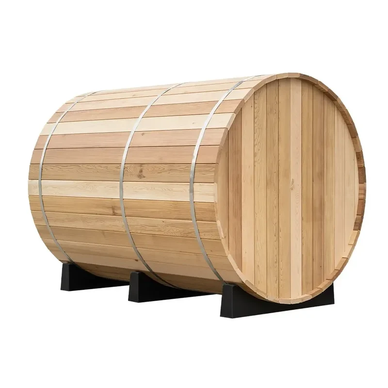 Factory Sale Traditional Outdoor Finnish Steam Sauna Hotel Outdoor Barrel Sauna 6-8 Person with ETL Stove