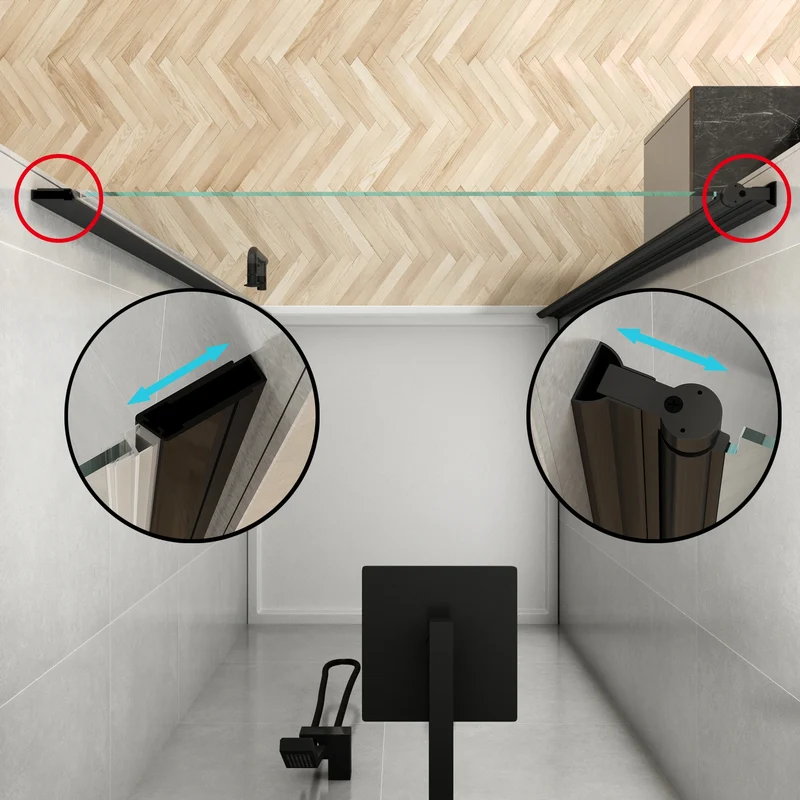Sliding Framed Shower Door, Matte Black Aluminum Frame, Black Seal Strip, Tempered Glass for Bathroom Shower Room Door