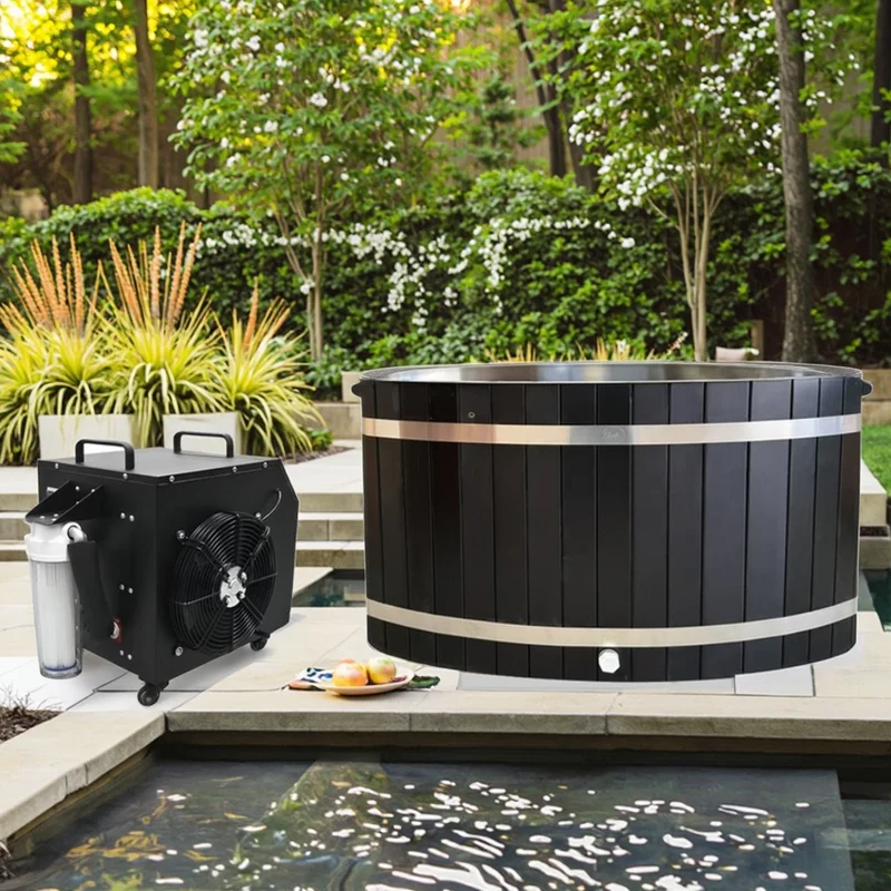Natural Red Cedar Outdoor Ice Bath | Oval Cold Pool for Backyard, NEW 2025 | Customizable Design with Cover