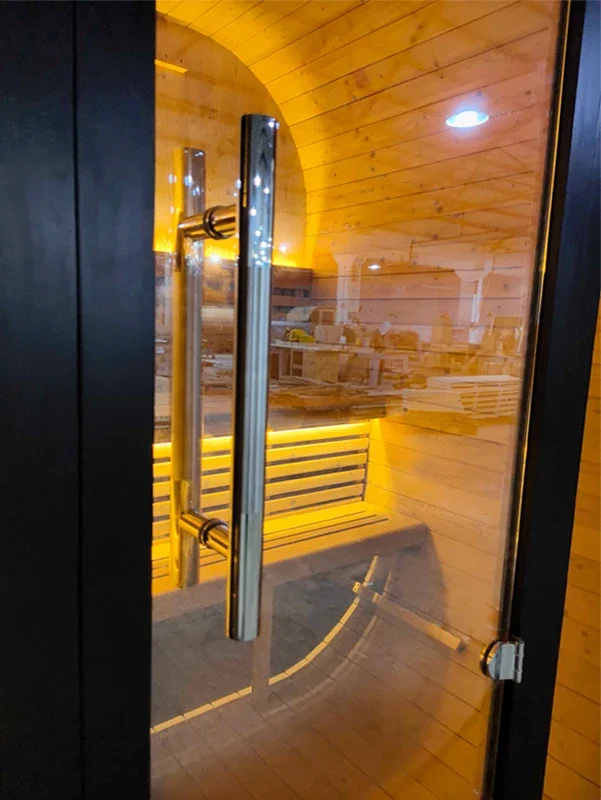 Ready Stocks Cube Wet Steam Sauna Room Canada Carbonized Spruce Outdoor Sauna with Full Glass View 6person