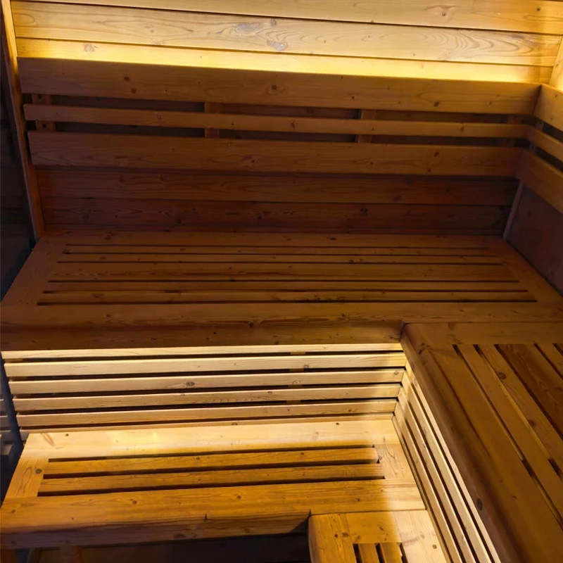 Ready Stocks Cube Wet Steam Sauna Room Canada Carbonized Spruce Outdoor Sauna with Full Glass View 6person