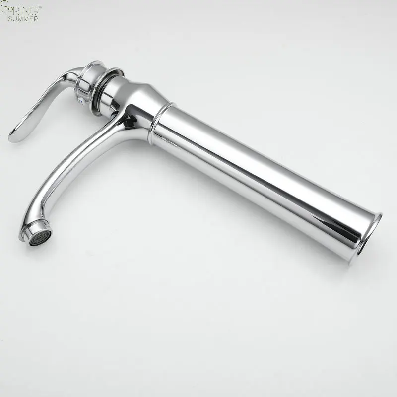 European Style Zinc Single Hole Single Handle Counter Top Metered Ceramic Valve Core Bathroom Tall Wash Basin Faucet
