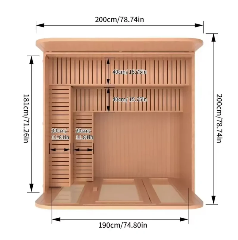 Beautiful Modern Design Canada Red Cedar Sauna Wood Large Outdoor Sauna Dry Sauna with Double-Layer L-Shaped Bench