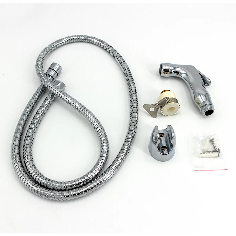 Portable Plastic Bathroom Toilet Shattaf Set for Travellers Includes Bidet Sprayer