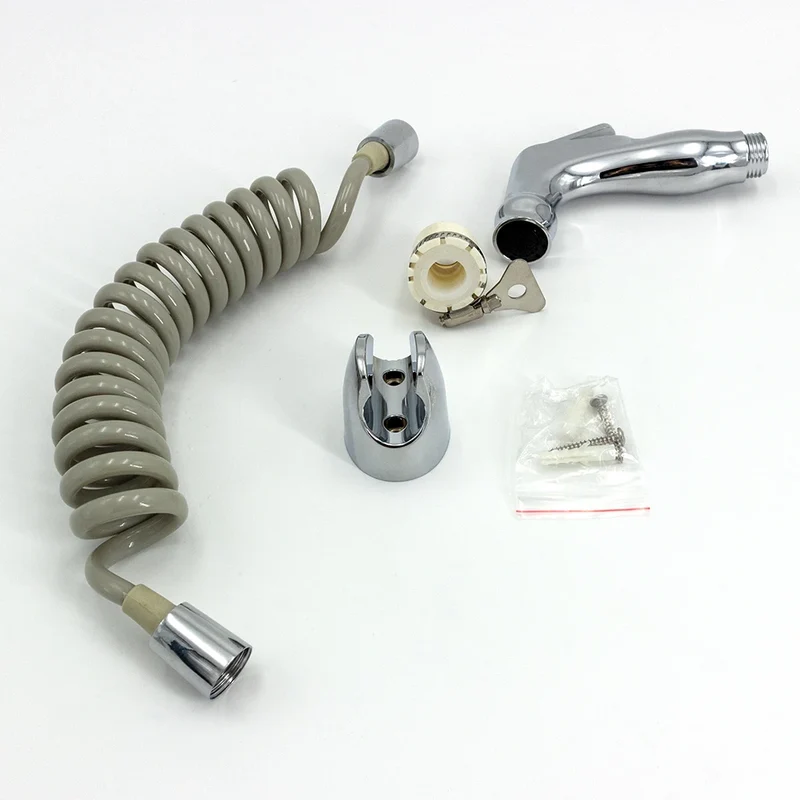 Portable Plastic Bathroom Toilet Shattaf Set for Travellers Includes Bidet Sprayer