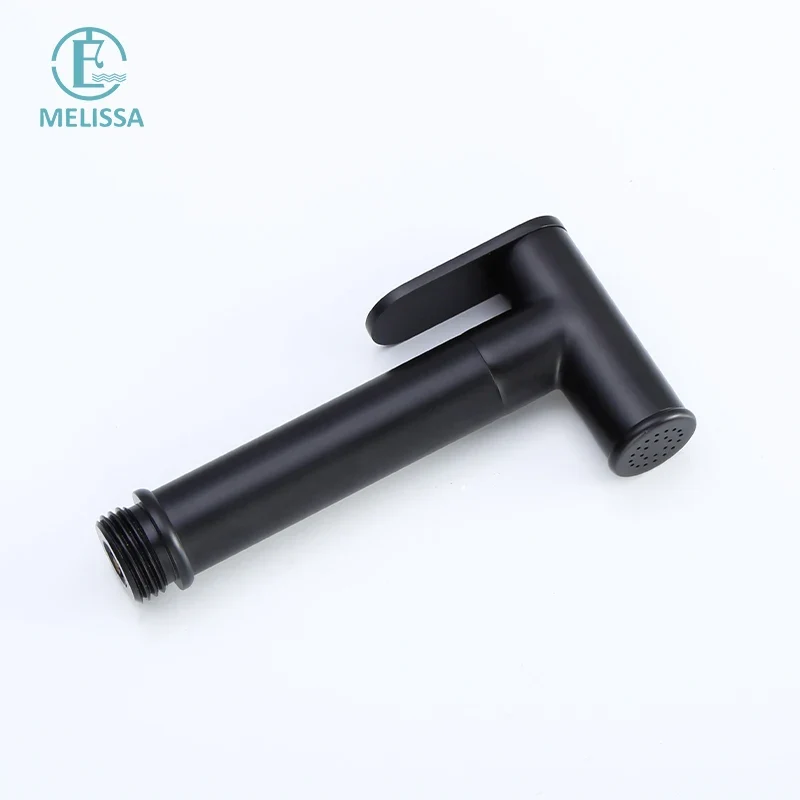 Melissa Modern Hotel Use Wall-Mounted Black Brass Toilet Bidet Sprayer Set with Vertical Spray and Water Saving Features