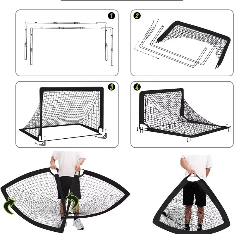Ready to Ship Portable 4*3 FT Foldable Soccer Goal Net Mini Pop-up Training Goal for Kids and Youth Sports