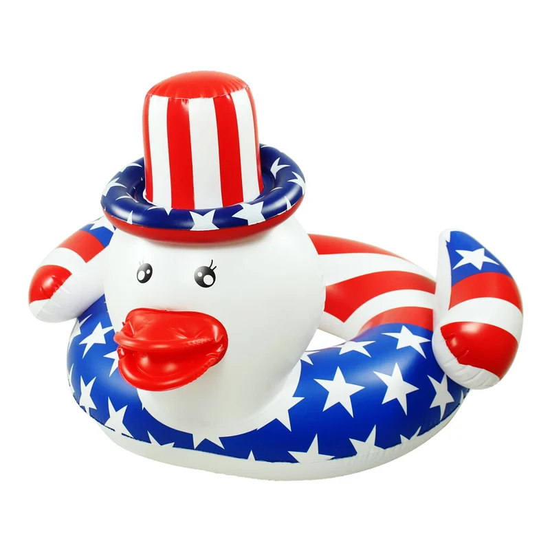 Inflatable Pool Floats Ring Red White Blue Inflatable Pool Rafts Summer Beach Pool Party Supplies for Independence Day